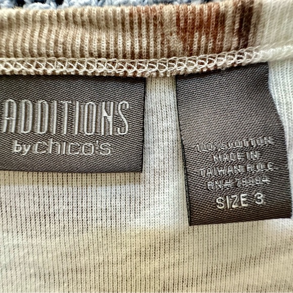 Chicos Sz 3 open front coverup- Earthtones-VG preowned 3/4 sleeves -Cotton - Picture 2 of 7